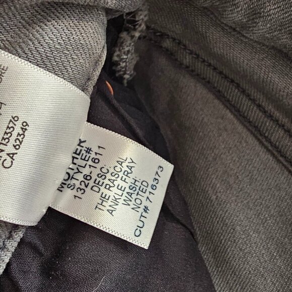 MOTHER The Rascal Mid-Rise Ankle-Fray Jeans, Noted, Grey Wash, Stretch Denim, 34 - Picture 10 of 11